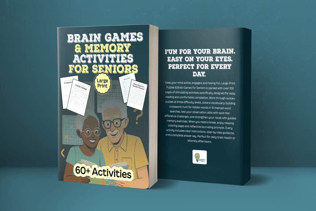 Bright Mind Printables Digital Product Large-Print Brain Games & Memory Activities