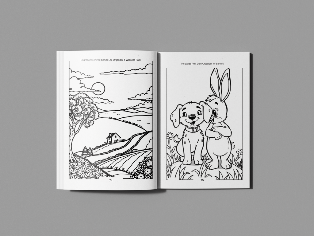 Bright Mind Printables Digital Product Large-Print Brain Games & Memory Activities