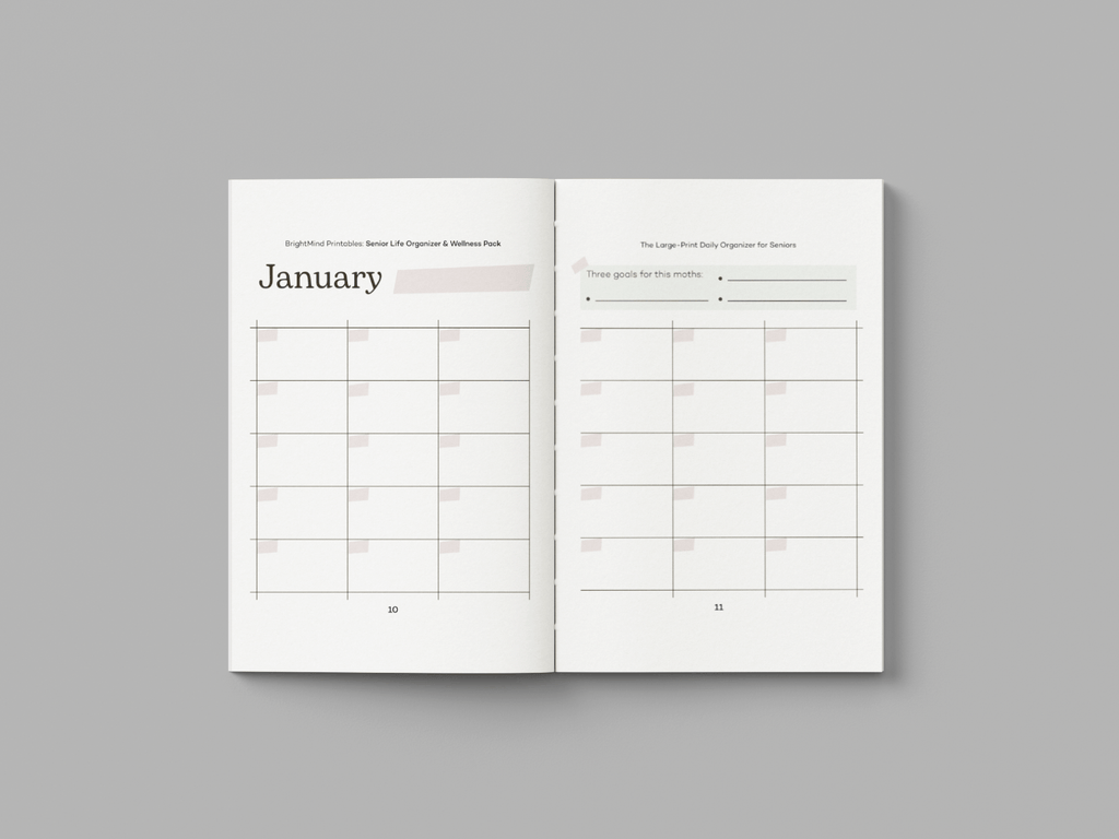 Bright Mind Printables Digital Product Senior Life Organizer & Wellness Pack