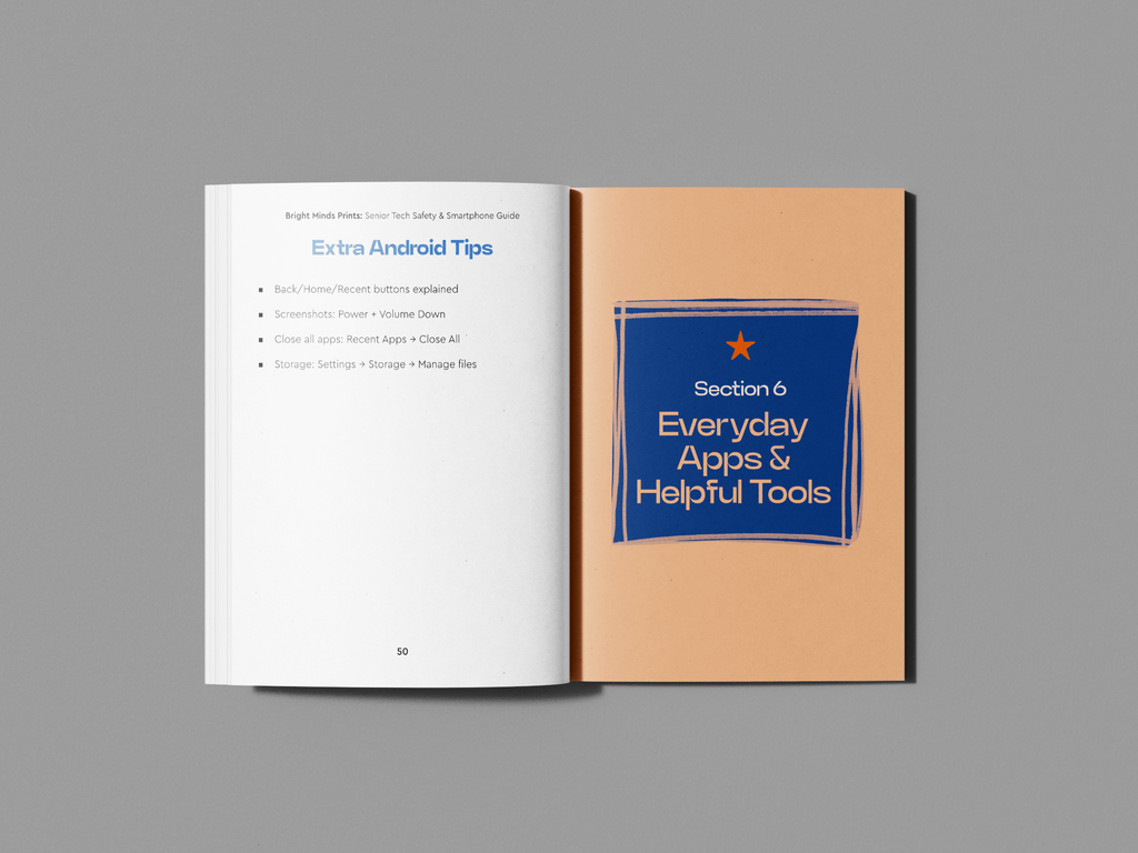 Bright Mind Printables Digital Product Senior Tech Safety & Smartphone Guide