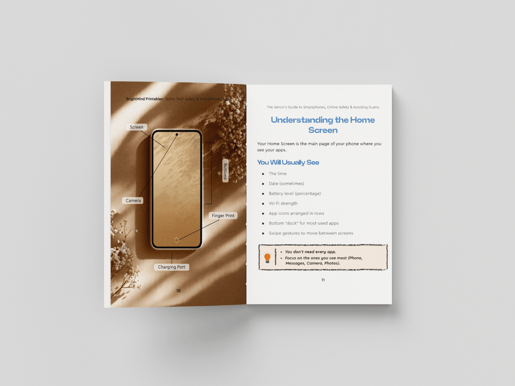 Bright Mind Printables Digital Product Senior Tech Safety & Smartphone Guide