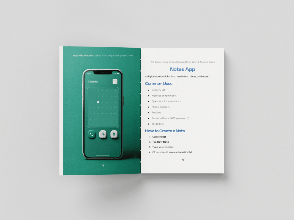 Bright Mind Printables Digital Product Senior Tech Safety & Smartphone Guide